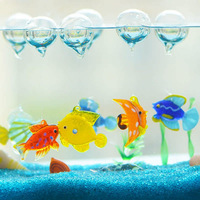 Ornement de poisson en verre coloré fait main, décoration d'aquarium, poisson rouge mignon de dessin animé, poisson queue de hirondelle, artisanat d'été