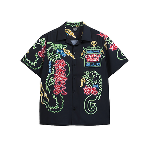 Camicia Hawaiana con Stampa Neon di Chinatown, T-Shirt da <span class=keywords><strong>Uomo</strong></span> di Alta Qualità con Grafica Casual - Product Image 2