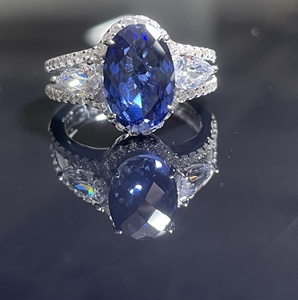 925 silver cultivated sapphire ring oval water droplet light luxury women's ring - Product Image 4