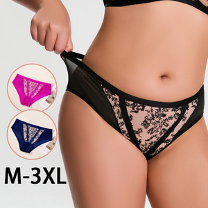 Culottes pour femmes <span class=keywords><strong>grande</strong></span> <span class=keywords><strong>taille</strong></span> M-3XL, broderie sexy en dentelle, dos transparent, <span class=keywords><strong>taille</strong></span> haute, vente en gros d'usine - Product Image 1
