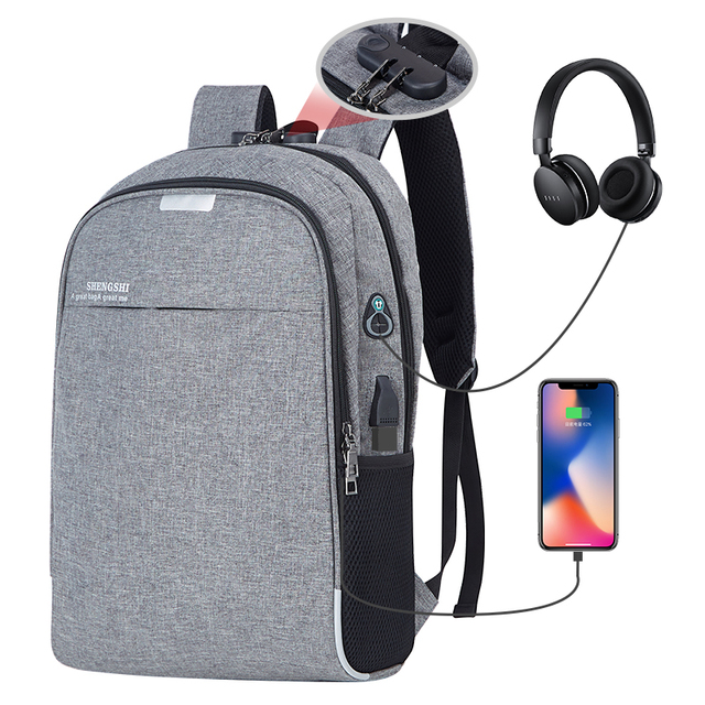 USB Charger Backpack Anti Theft Smart Laptop Backpack Bag Large Capacity Multifunction Soft Fashion Black Waterproof
