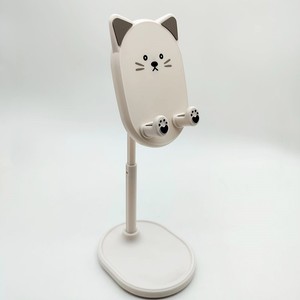 Cute Cat Shaped <b>Desktop</b> Phone <b>Stand</b> Telescopic Height Adjustable For Desk Use Pink Purple Milky White ABS Silicone Material - Product Image 3