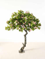 Arbre décoratif artificiel de fleurs de cerisier blanches tombantes de type E, fabriqué par NI Factory, pour l'ornement intérieur des halls commerciaux.