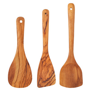Modern <strong>Olive</strong> Wood 3-Piece Kitchen Spoon Set Dishwasher Safe Eco-Friendly Wine <strong>Cookware</strong> for Party Use QINGZHU Brand - Product Image 1
