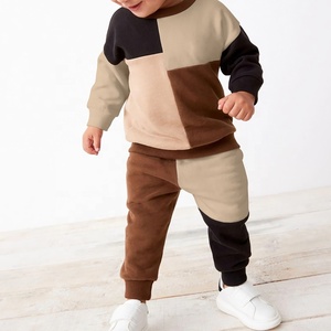 All'ingrosso Set di tuta in pile per bambini Logo personalizzato 100% cotone tinta unita blocco <span class=keywords><strong>Tech</strong></span> tuta per bambini - Product Image 1