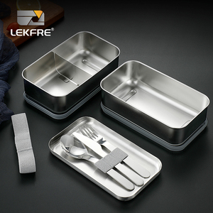 Lekfre thép không gỉ hai lớp Bento hộp SS304 Hộp Ăn Trưa Bento leakproof kim loại Hộp Ăn Trưa cho người lớn thép không gỉ Hộp Ăn Trưa - Product Image 2