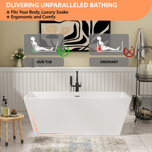 Chúng tôi cổ thiết kế hiện đại freestanding Trắng <span class=keywords><strong>Acrylic</strong></span> hình chữ nhật hình bồn tắm với cống tràn - Product Image 6