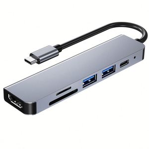 ลดราคา! ฮับแปลงพอร์ตอเนกประสงค์ 6in1 แบบ Type C  พร้อมพอร์ต USB C เป็น 2USB, HDMI, PD, SD/TF, USB Hub สำหรับแล็ปท็อป - Product Image 1