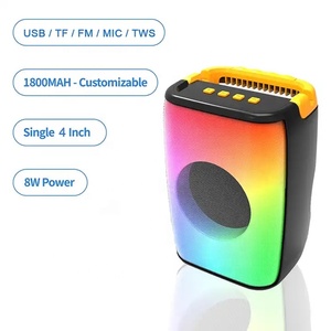 户外大扬声器Dj派对彩色发光二极管灯箱音响4英寸充电卡拉ok扬声器，带家庭Ktv派对麦克风 - Product Image 2