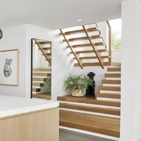 Système d'escalier moderne antidérapant à tubes carrés, priorité à la sécurité, pour applications en villas et appartements
