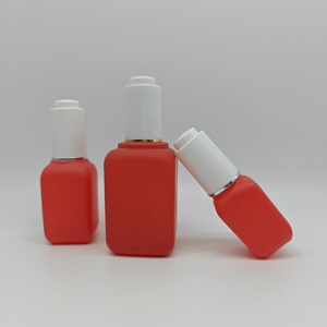 Emballage cosmétique de 15ml 30ml 80ml Nouveau produit Bouteille carrée en verre dépoli <span class=keywords><strong>rouge</strong></span> avec compte-gouttes pour sérum crème de soin de la peau - Product Image 2