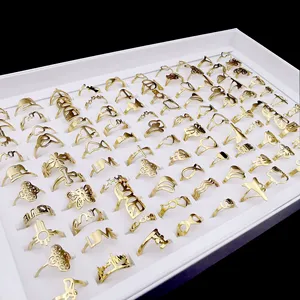 <span class=keywords><strong>2025</strong></span> бестселлер, дешевые мужские позолоченные кольца разных размеров, геометрические кольца из нержавеющей стали - Product Image 2