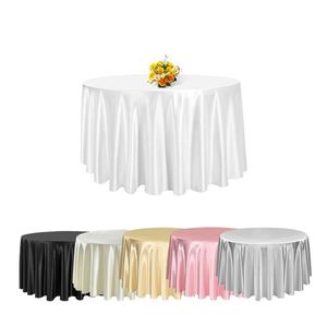 120 Satin Table Cloth Luxury Silver White Wrinkle Free Wedding <b>Round</b> <b>Tablecloth</b> for Banquet - Product Image 2