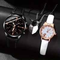 Jam Tangan Quartz Paduan Seng Hitam Putih untuk Pasangan, Desain Sederhana Bernuansa Elegan, Aksesoris Populer
