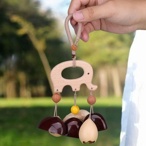 Wholesale Natural Fruit Shell <b>Wind</b> <b>Chime</b> Car Accessory Hollow Beech Elephant Shape Handmade Bag Hanging Ornament - Product Image 6