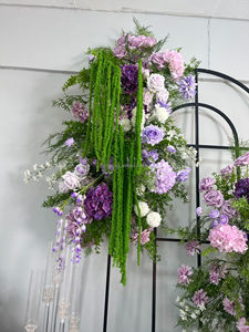 Set di Archi di Fiori Artificiali di Lusso in <span class=keywords><strong>Viola</strong></span>, Rosa e Bianco, Sfondo per Cerimonie Nuziali, Decorazione per Eventi con Fogliame Verde - Product Image 4