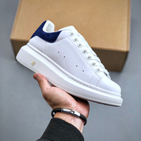 Chaussures de loisirs blanches haut de gamme pour le commerce extérieur, tige en cuir de vachette, semelle extérieure en caoutchouc naturel, fermeture à lacets, semelle intermédiaire épaisse en PU surélevée