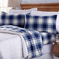 Dernière conception de draps de lit en polaire brossée à motifs écossais gris et bleu pour la maison