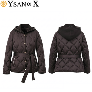 Giacca in Piuma d'Oca per <span class=keywords><strong>Donna</strong></span>, 100% Poliestere, Imbottita con Cappuccio e Cintura, Cappotto Invernale di Alta Qualità, Giacca Puffer Personalizzata per Signore - Product Image 3