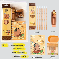Ensemble de papeterie Capybar, cadeau pour enfant, stylo, autocollant, couteau utilitaire, boîte cadeau de papeterie, rentrée scolaire, cadeau d'anniversaire, récompense scolaire