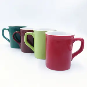 Tasse à café rouge de style américain classique 9oz, tasses de coco en céramique glaçure de couleur personnalisée, cadeau en porcelaine pour design imprimé