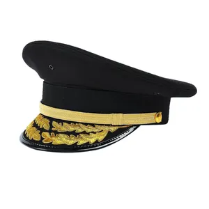 热卖定制便宜高品质官员遮阳帽带金线刺绣徽章来样定做制服帽子商家遮阳帽