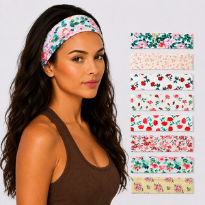 <span class=keywords><strong>Bandeau</strong></span> de fitness floral romantique et éclatant, respirant, antidérapant, doux pour la peau, flexible, à motif de feuilles botaniques, pour le Pilates et la plage - Product Image 1