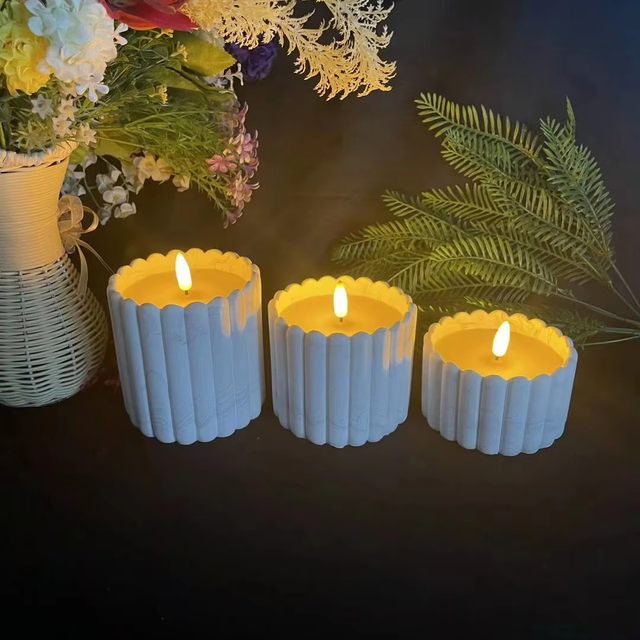 Concrete Casing LED  Electronic Candle for Christmas Wedding and Home Decoration