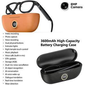 Gafas inteligentes X01 Ultra 8MP con cámara HD y estabilización EIS, traducción IA en tiempo real, estuche de carga, grabación, pantalla LED y indicador de batería. - Product Image 2
