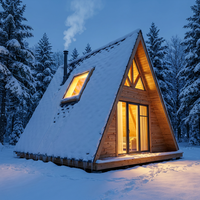 Maison en bois triangulaire préfabriquée de luxe pour station de ski