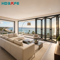 Porte pliante commerciale moderne en verre avec design sans cadre en verre trempé, portes pliantes en aluminium, écran pliant pour usage extérieur