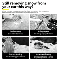 Pelle à neige 2 en 1 pour voiture, grattoir à glace multifonctionnel avec crochet à pierres pour pneus, outil portable de déneigement et de dégivrage automobile.