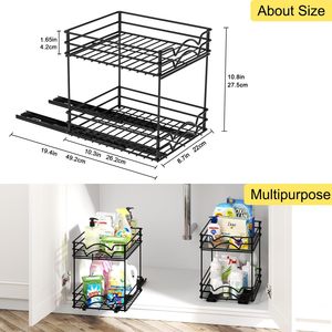 Étagère à épices multifonctionnelle robuste en fer à double niveau de 9 pouces, de type autoportant, pour rangement de cuisine domestique - Product Image 5