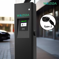 Cargador de Vehículos Eléctricos de 44kW con Doble Conector, Poste de Carga Montado en Pedestal para Estacionamientos Comerciales