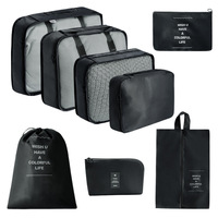 Sacs de compression pour valise, lot de 8, organiseurs de voyage avec sac à chaussures et sac à linge pour les essentiels de vacances