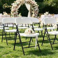 Chaise pliante d'extérieur en plastique et acier blanc/noir pour mariage/barbecue, idéale pour événements et fêtes