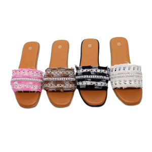 Sandalias Planas de Mujer, Modernas, de Verano, Estilo Retro, Cómodas, con Pedrería, Transpirables, Ligeras y Antideslizantes - Product Image 1