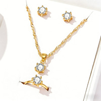 Conjunto de Collar, Aretes y Anillo de Aleación con Incrustaciones de Circonio, Estilo Punk, de Alta Gama y Lujo Ligero, Accesorios Diarios para Mujer, Gran Venta