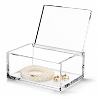 Boîte de rangement en acrylique transparente à charnière pour bijoux, bracelets et boucles d'oreilles, anti-poussière, présentoir en acrylique, OEM usine