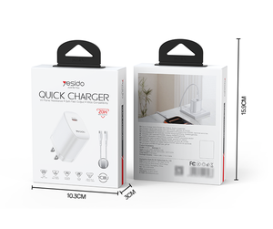 Cargador Rápido Yesido PD de <span class=keywords><strong>20W</strong></span> con Puerto USB-C, Resistente al Fuego, Estándar Estadounidense, con Cable C-C de 1M, YC18U - Product Image 6