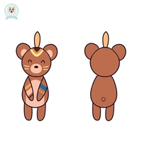 Peluche personnalisée ours démon rose Kawaii, jouet en peluche de dessin animé personnalisé, poupée en peluche douce, cadeau pour les fans