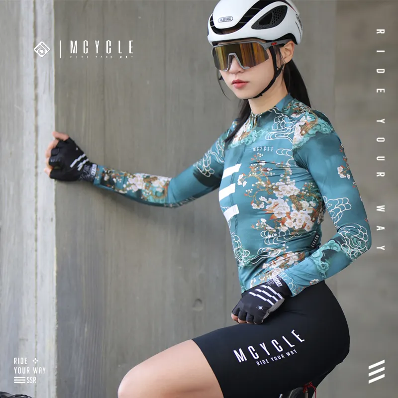 Mcycle, ropa de bicicleta personalizada, ligera, cómoda, que absorbe la humedad, camiseta de bicicleta de montaña, camiseta de Ciclismo de manga larga para mujer