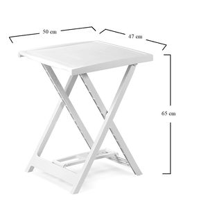 Tavolo pieghevole da esterno in plastica 50x47x65 cm bianco salvaspazio facile da riporre - Product Image 2