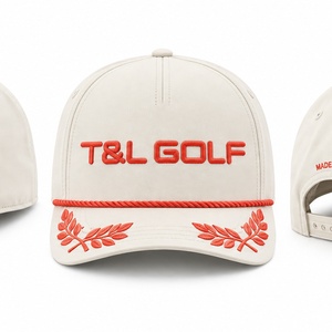 <b>Waterproof</b> 5 Panel Semi-Structured <b>Golf</b> Cap Custom Logo Rope Cord Embroidered Snapback <b>Golf</b> <b>Hat</b> Pastel Colors for Men - Product Image 4