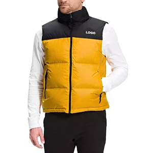 Chaleco acolchado de hombre con bloques de color, cuello alto, sin mangas, con cremallera, para invierno. - Product Image 1