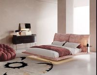 Italienisches Minimalistisches Modernes Luxus-Kreativdesign Schwebendes Bett Blütenblatt-Hauptbett Weiches Polster Mädchen Rosa Doppelbett