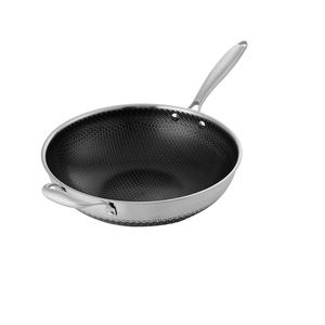 <span class=keywords><strong>Wok</strong></span> <span class=keywords><strong>en</strong></span> acier inoxydable de haute qualité 30 cm 3 plis <span class=keywords><strong>18</strong></span>/<span class=keywords><strong>10</strong></span> antiadhésif avec nid d'abeilles sans PFOA pour la cuisine - Product Image 2