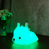 Veilleuse de chevet pour enfants, mignonne, portable, rechargeable, LED à 7 couleurs changeantes, en silicone, en forme de cerf, petite, mini, cadeau