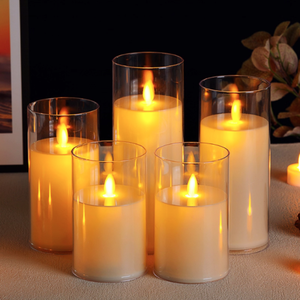 Vente en gros de bougies à led pilier sans flamme avec télécommande bougies à lumière LED en verre avec flamme en mouvement pour la décoration de la maison de mariage - Product Image 2