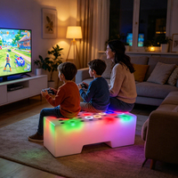 Table basse multifonctionnelle 3-en-1 rechargeable avec LED, jouet sensoriel et 28 lumières tactiles, taille réglable pour la salle de jeux des enfants